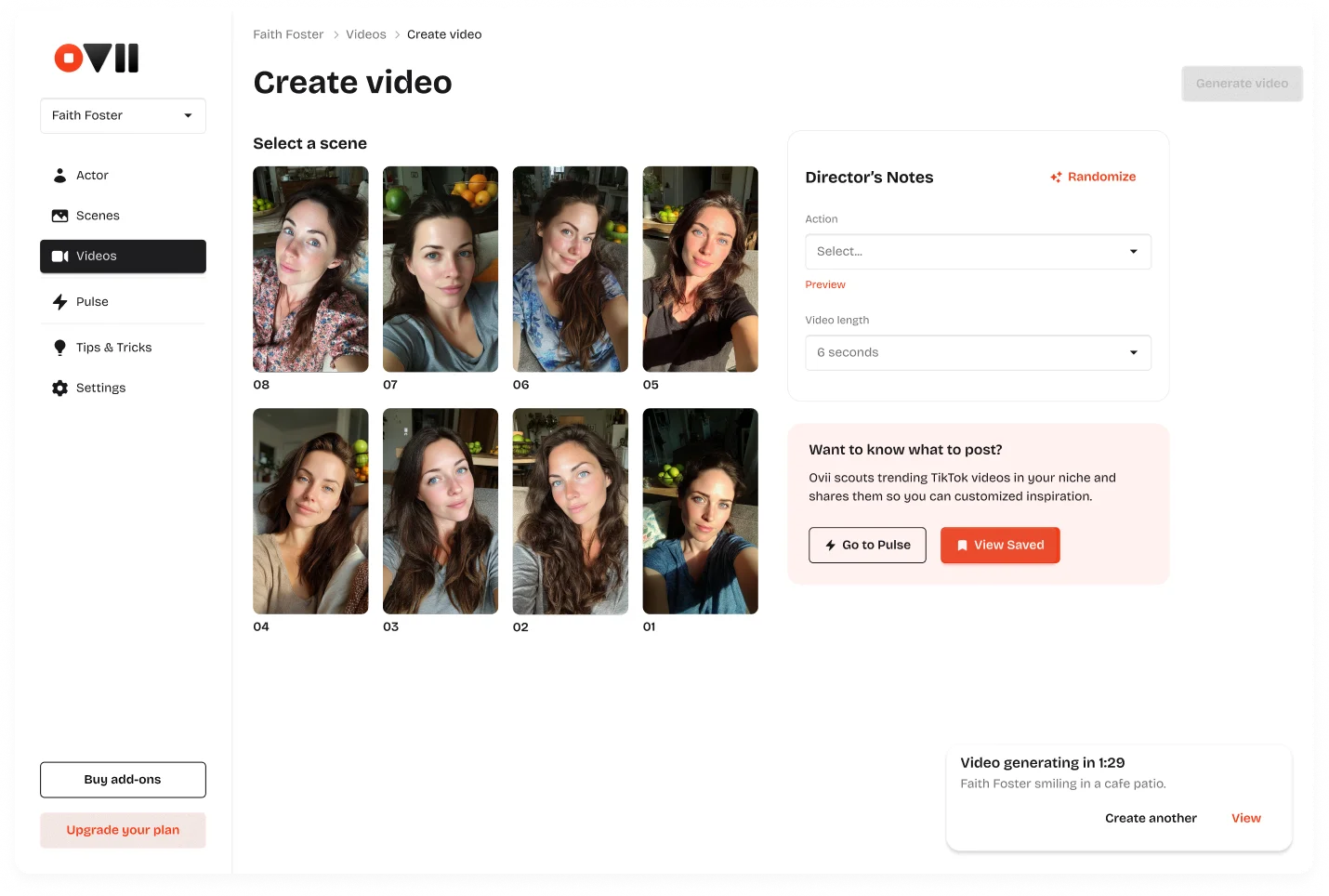 Ovii create video interface