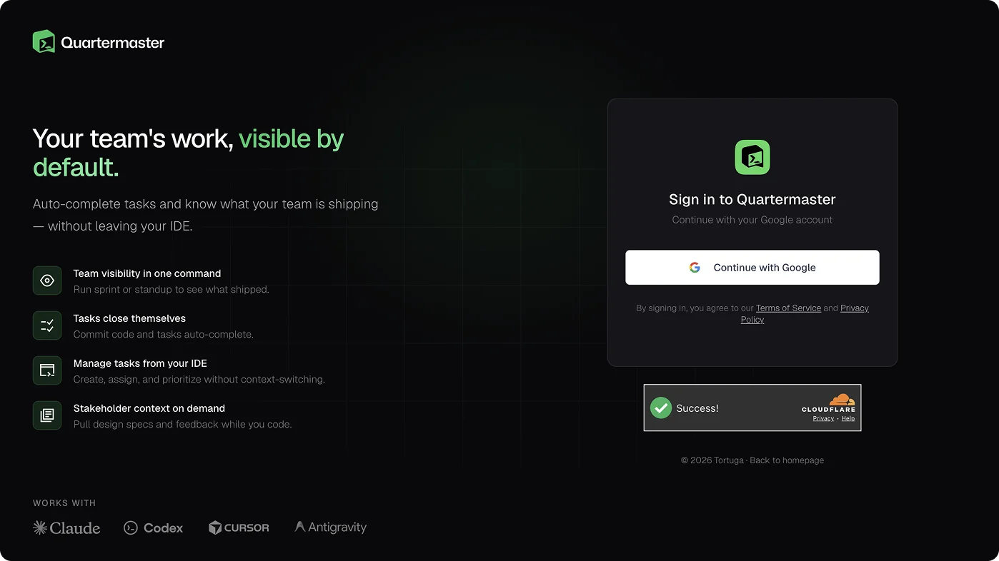 Quartermaster login page
